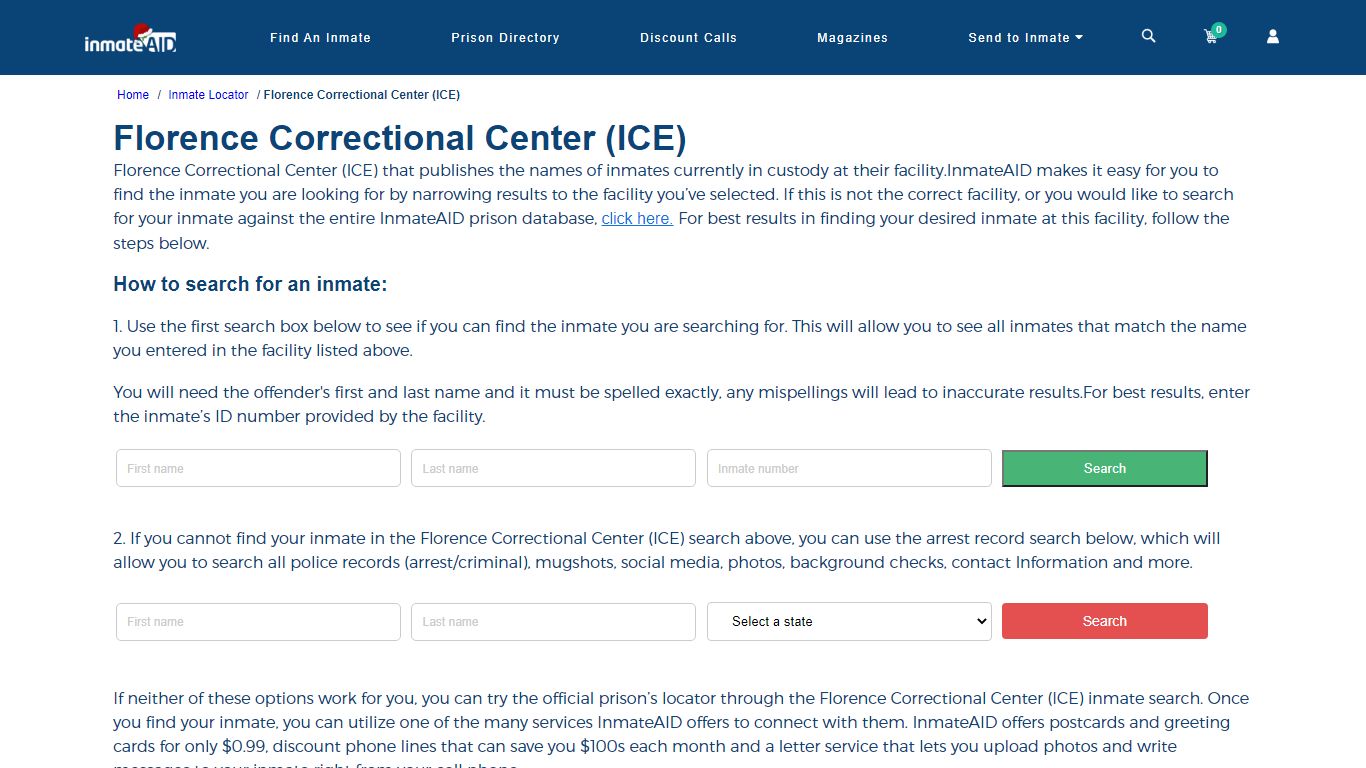 Florence Correctional Center (ICE) - InmateAid